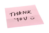 Text Thank You written on an adhesive note