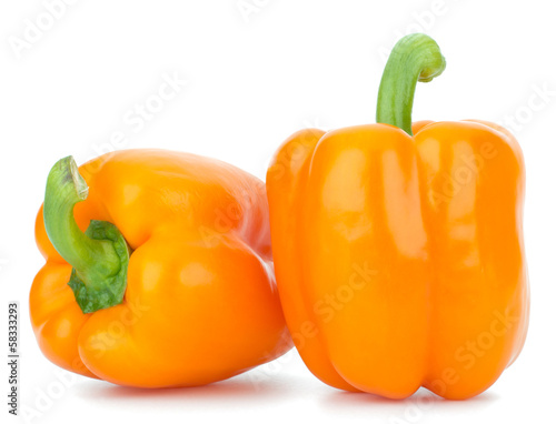 orange peppers isolated on white background closeup