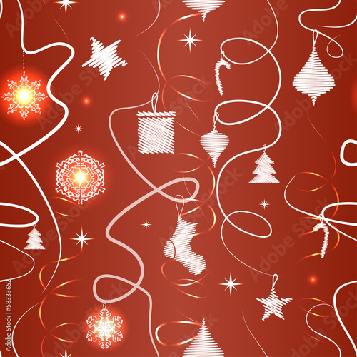 Christmas seamless pattern on a red background