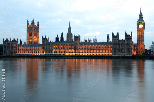Famous and Beautiful night view to Big Ben and Houses of Parliam