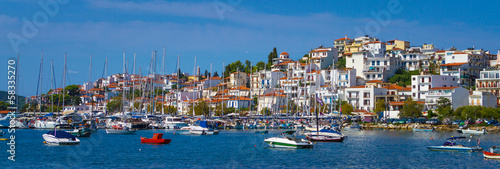 seaside town with harbor