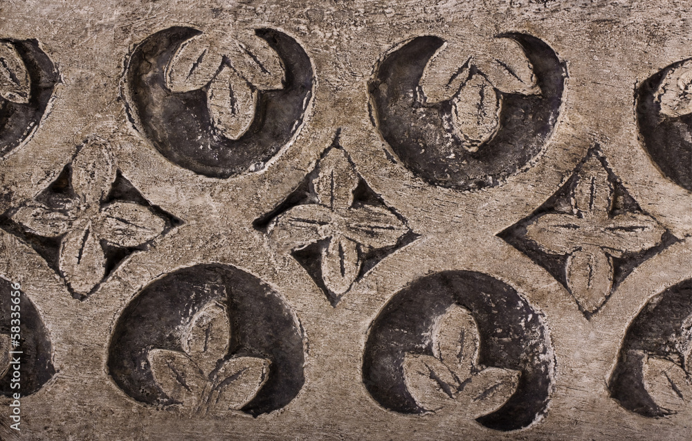 Floral pattern carved on a stone