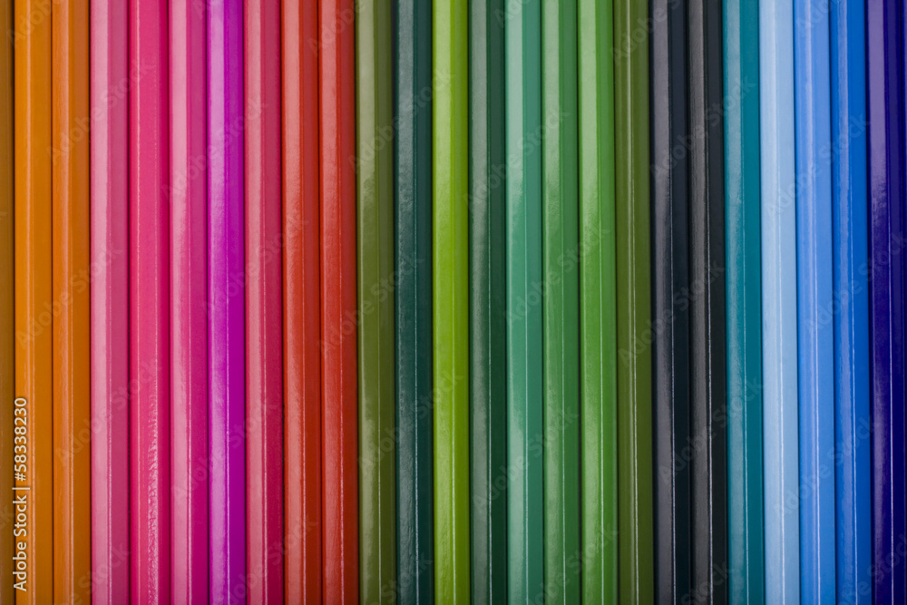 Fototapeta premium Close-up of colored pencils in a row