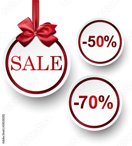 White paper round sale labels.