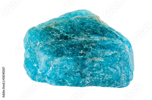 Apatite gemstone. Blue rough and uncut crystal photo