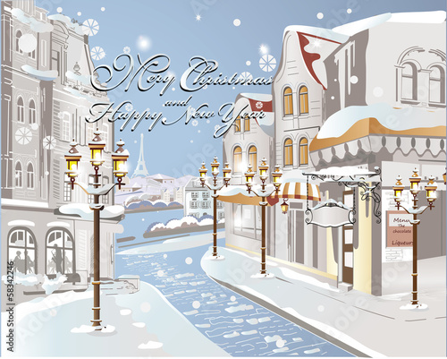 Christmas card - winter on the streets