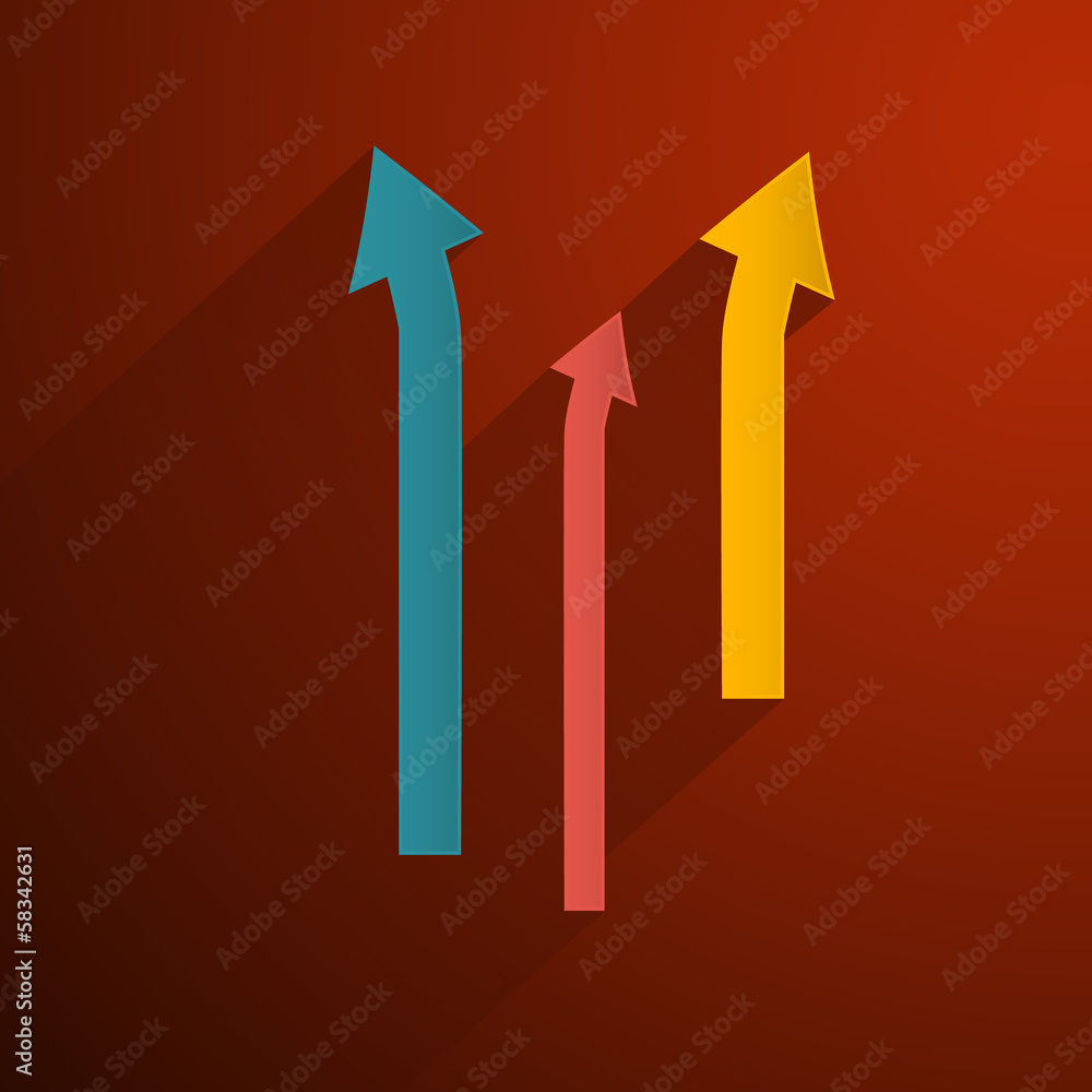 Retro Vector Arrows on Dark Red Background