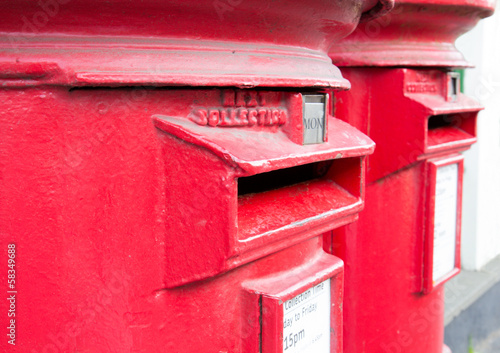 Traditional British red mail boxes