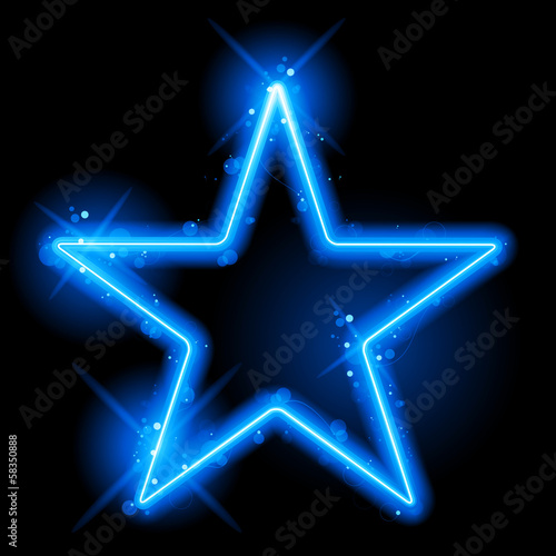 Blue Star Border with Sparkles and Swirls