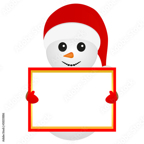 snowman holding a banner