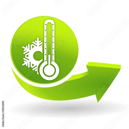 thermomètre froid sur symbole vert