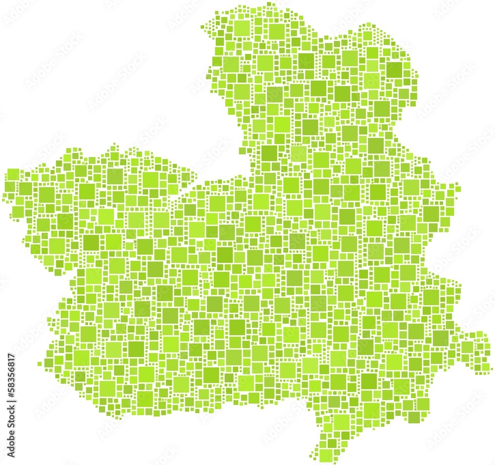Region of Castile - La Mancha in a mosaic of green squares Region of Castile - La Mancha in a mosaic of green squares