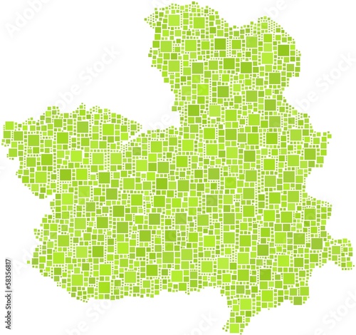 Region of Castile - La Mancha in a mosaic of green squares