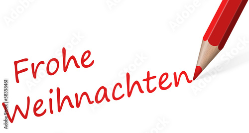 roter Stift mit Text " Frohe Weihnachten "