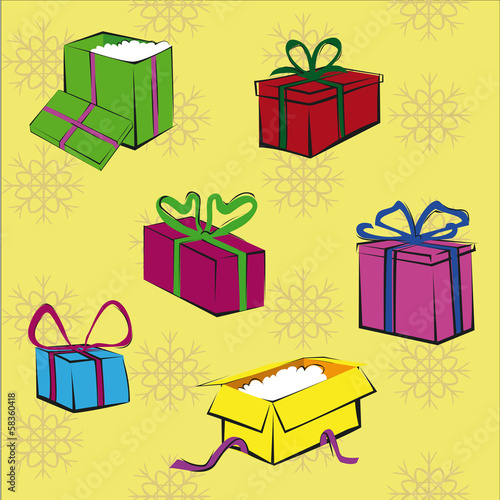 boxes with gifts for Christmas and New Year