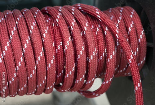 wrapped up red static rope