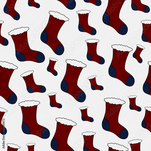 Red and Blue Christmas Stocking Textured Fabric Background