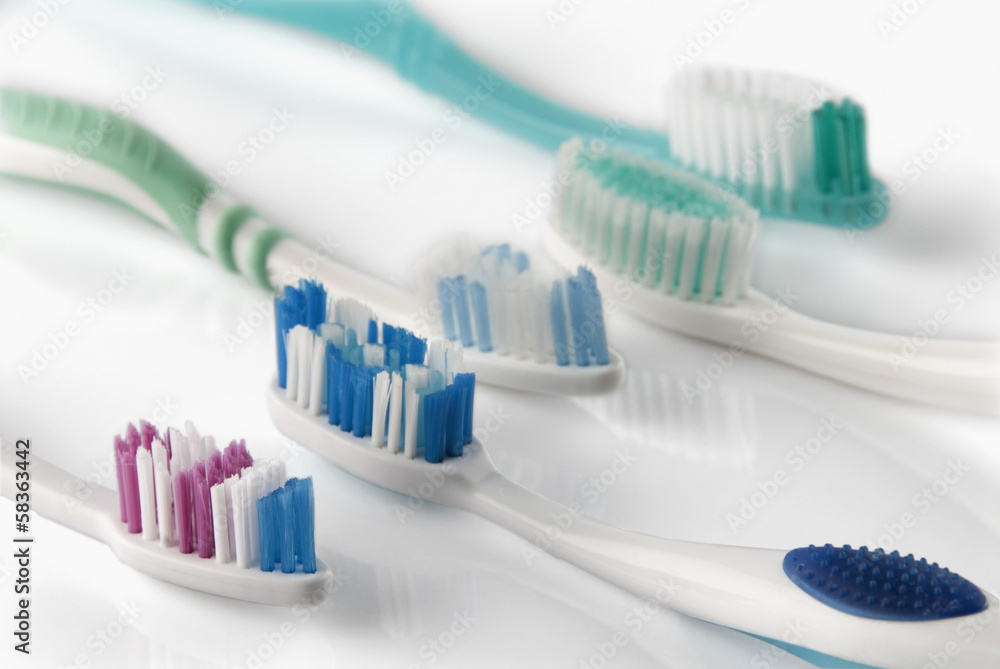Close-up of toothbrushes Close-up of toothbrushes