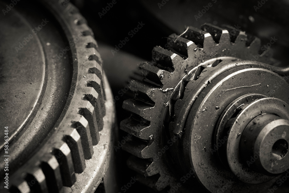 Closeup of metal  gears