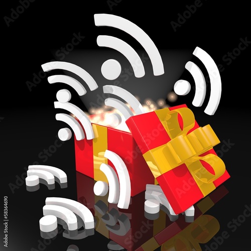 noble christmas present with wifi symbol