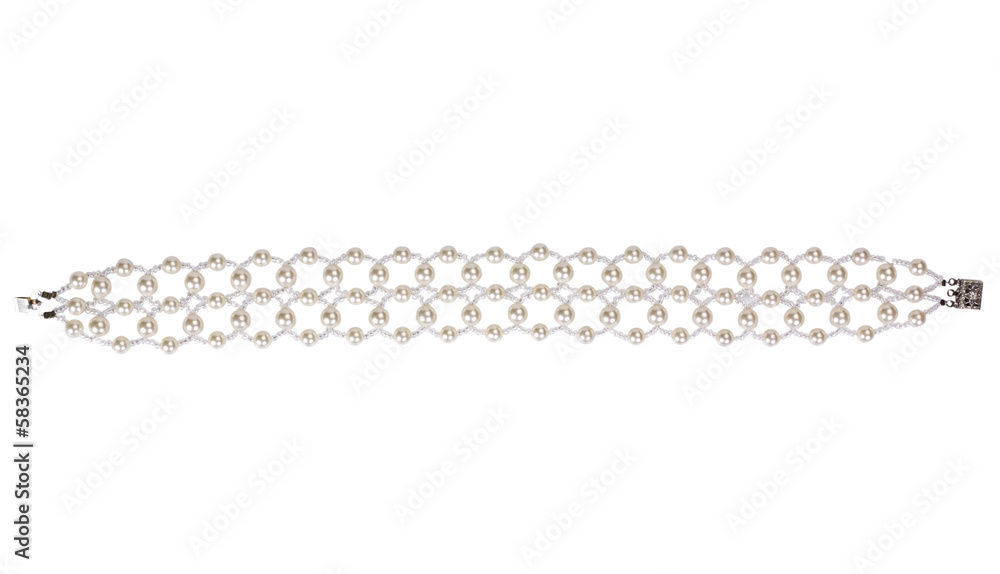Close-up of a pearl choker Close-up of a pearl choker