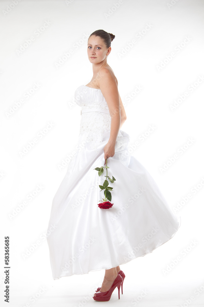 Bride with red shoes