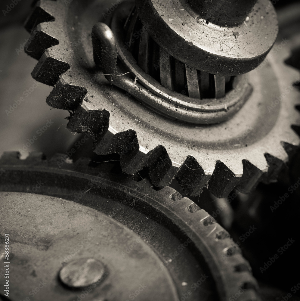 Closeup of metal  gears
