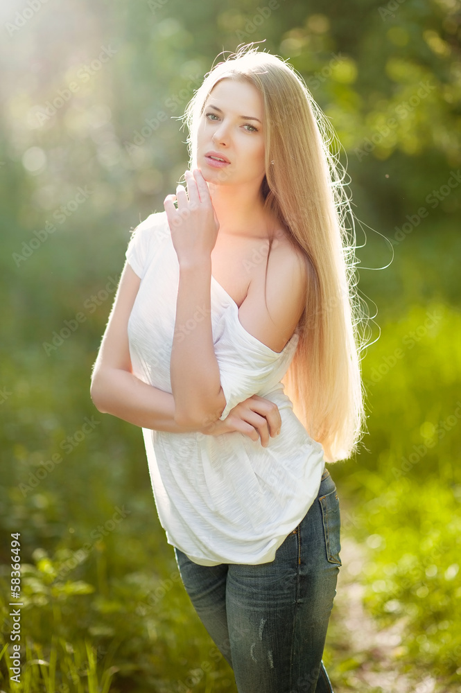 Fototapeta premium Attractive beautiful woman portrait outdoor