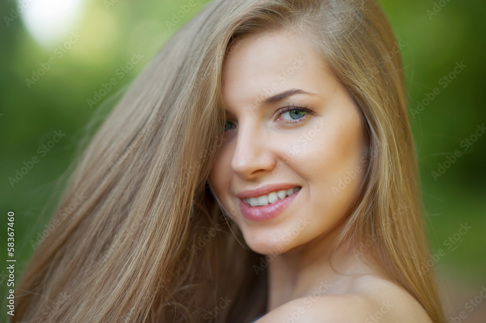 Young woman with beautiful healthy face - outdoor