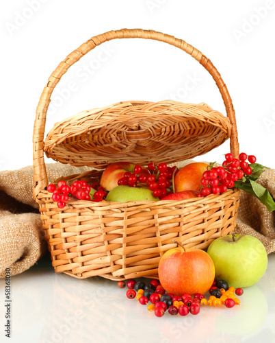crop of berries and fruits in a basket