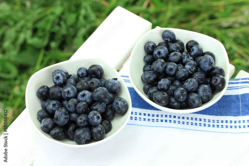 Blueberries in plates Blueberries in plates