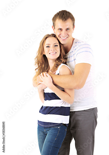 Young couple isolated on white