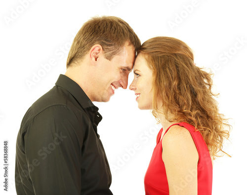 Young couple isolated on white