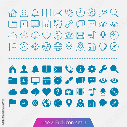 Universal Basic set 1. Trendy thin icons for web and mobile. Lin