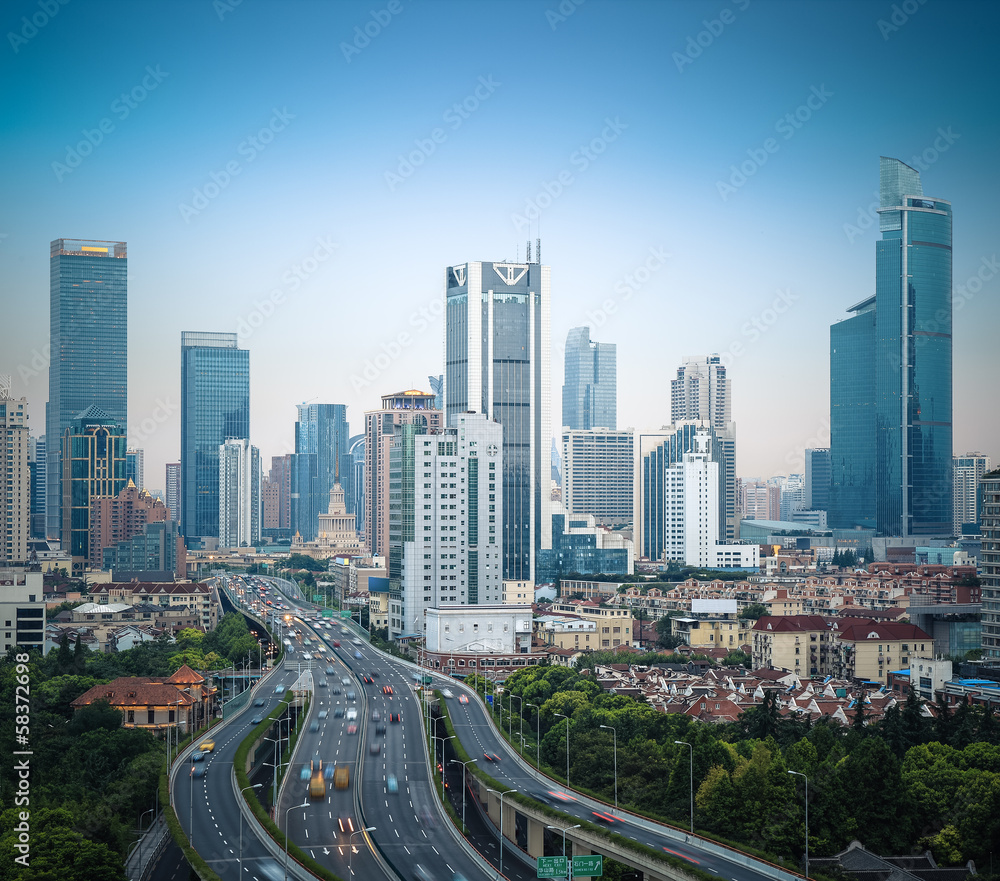 modern city elevated road in shanghai