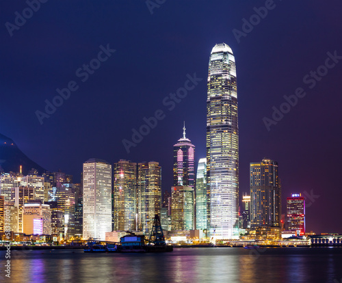 Hong kong city skyline at night