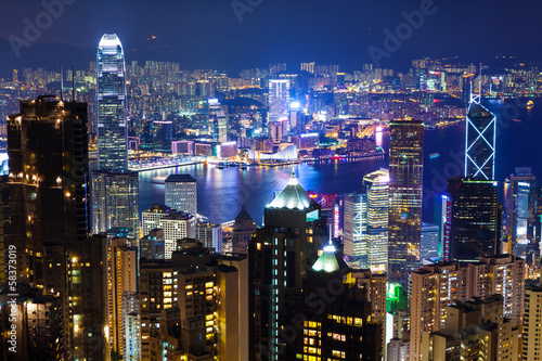 Urban Cityscape in Hong Kong at night