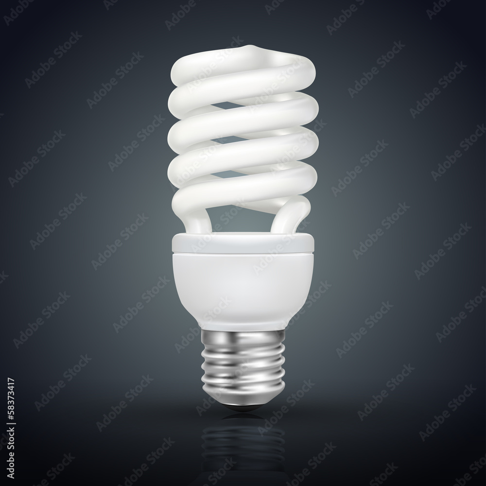 White energy saving lamp on black background White energy saving lamp on black background