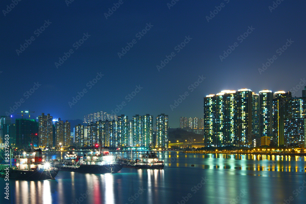 Obraz premium City in Hong Kong at night