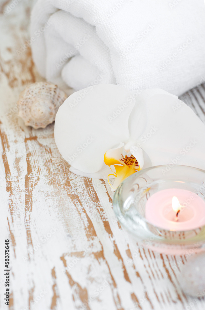 Spa set with white orchids Spa set with white orchids