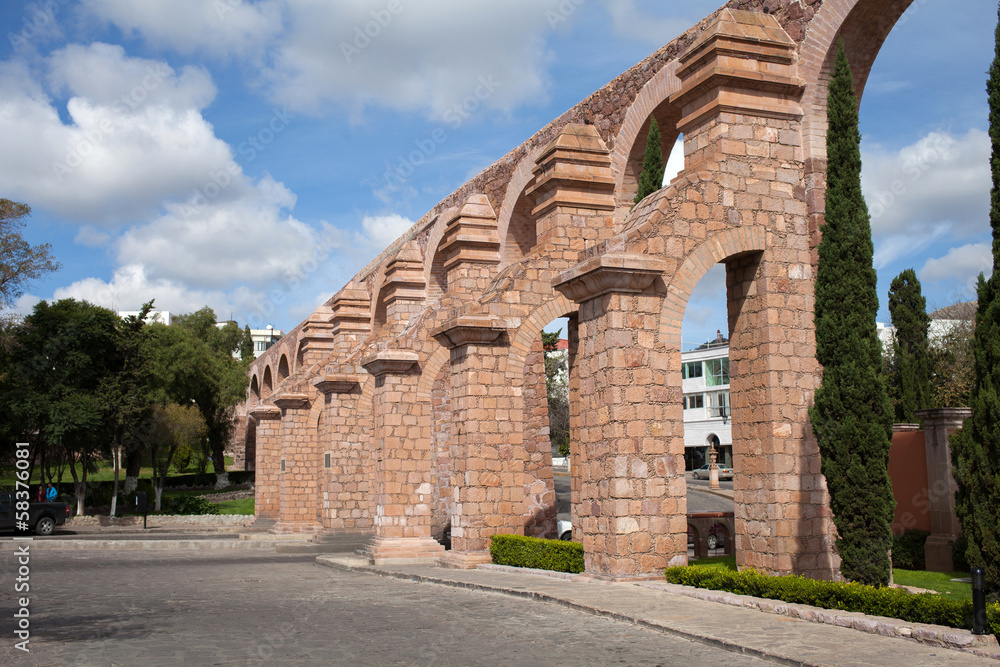 Old aqueduct of colonial city Zacatecas, Mexico