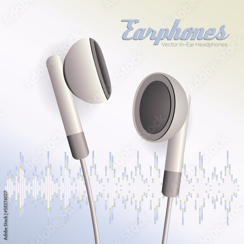 Pair of white vector earphones