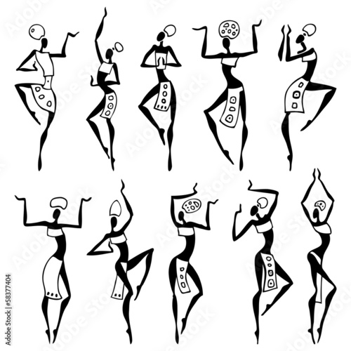 Dancing woman in ethnic style.