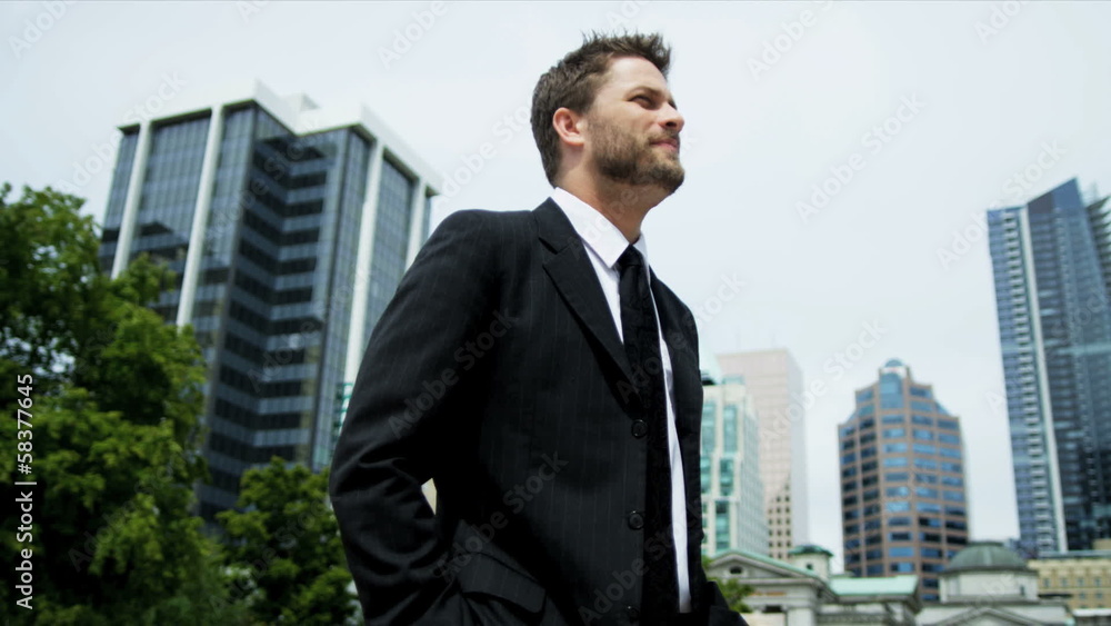 City Businessman Celebrating Ambition Success City Businessman Celebrating Ambition Success