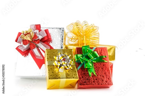 Heap of gift boxs on white background