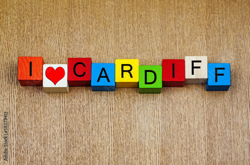 I Love Cardiff, Wales - sign series for city travel