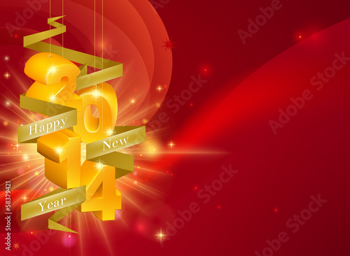 Red Happy New Year 2014 Bac...