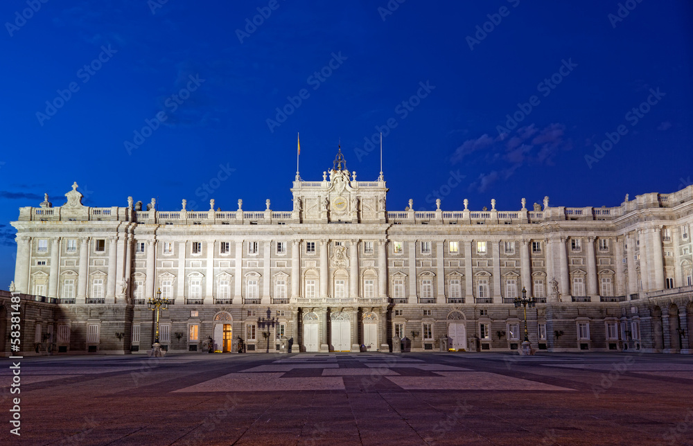 Madrid Royal Palace  in night, Spain