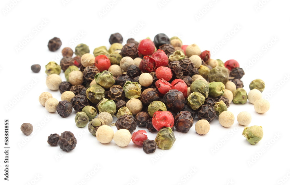 Mixed pepper isolated on white background Mixed pepper isolated on white background