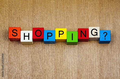 Shopping - sign for retail therapy, Xmas shopping and sales
